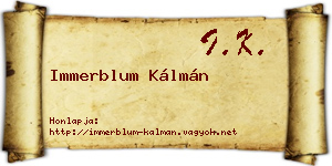 Immerblum Kálmán névjegykártya